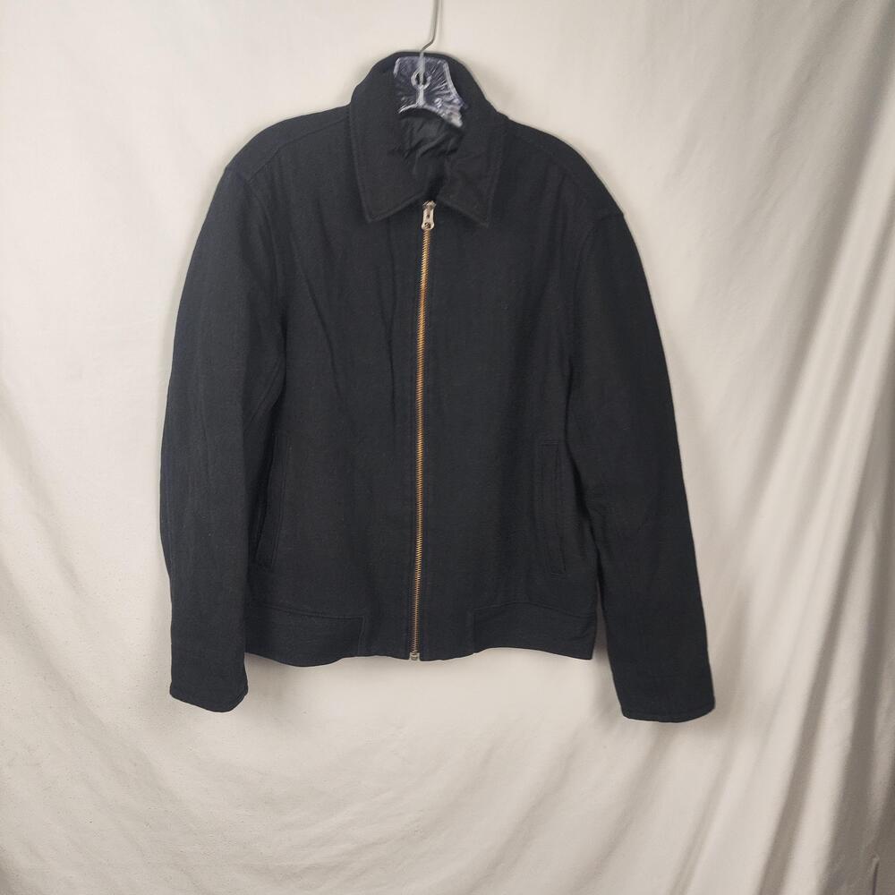 Gap Jacket Mens Medium Black Wool Bomber Full Zip Lined Pockets Winter Casual